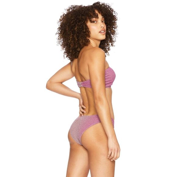 BEACH RIOT Island Bikini Bottom Pink Shine Ombre Lurex - Picture 3 of 5